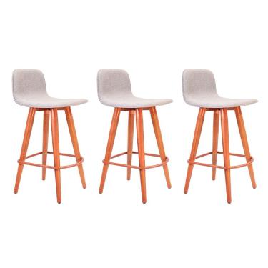 Imagem de Kit 3 Banquetas Baixas Linea Aço Cobre para Cozinha Balcao Ilha Gourmet Design - Cinza Assento