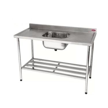 Imagem de Mesa Bancada Industrial Imeca Multiuso Em Inox Grade Inferior Com Cuba Central 6812