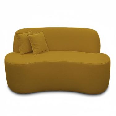 Imagem de Sofá Ondulado Orgânico Pequeno 2 Lugares Sala Bouclé bouclé Mostarda