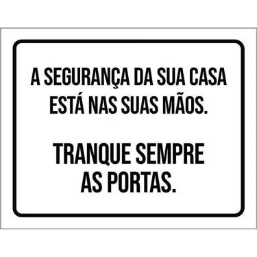 Imagem de Kit 10 Placa Acm Sua Casa Tranque Sempre Portas 18X23