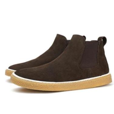 Imagem de Sapato Casual Couro Bota Chelsea Cano Alto Masculino Confortável Solado Borracha Café-Masculino
