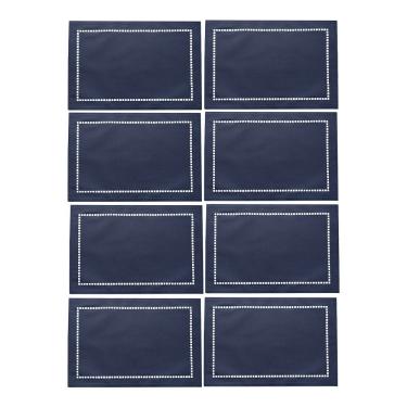 Imagem de Jogo 8 Lugar Americano Azul De Poliester E Linho Natural Para Mesa 45x30cm Lyor