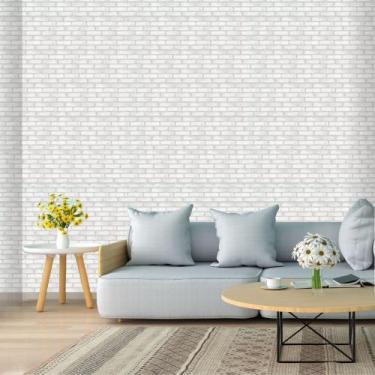 Imagem de Papel de Parede Decoração Tijolinho Branco 3D 1 ROLO 5 METROS Adesivo 