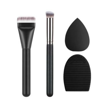 Imagem de Pincel De Maquiagem Ultra Fino E Plano, Espátula Para Paleta, Esponja 