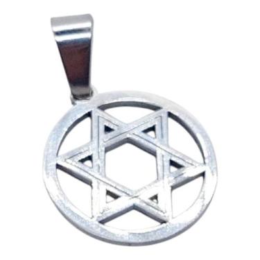 Imagem de Pingente Aço inox medalha Estrela de Davi Salomão - ASA