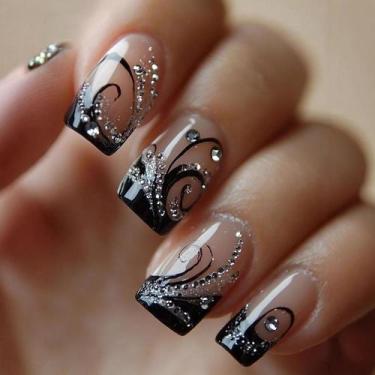 Imagem de Clipes/adesivos para unhas para arte de unhas Halloween Skeleton Skull
