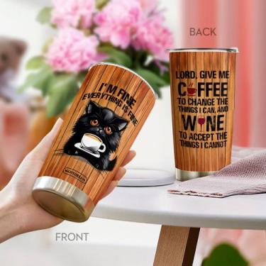 Imagem de Caneca de viagem Oasisdream Tumbler 600 ml com estampa de gato