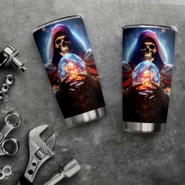 Imagem de Copo de viagem Oasisdream Oasisdream 600 ml com estampa de caveira