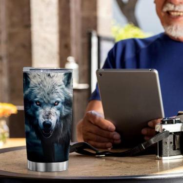 Imagem de Caneca de viagem Oasisdream Tumbler de aço inoxidável 600mL com tampa