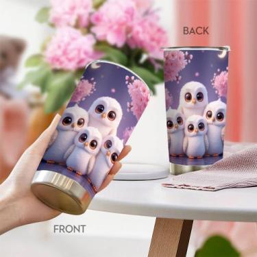 Imagem de Copo Oasisdream de aço inoxidável 600ml com estampa de coruja