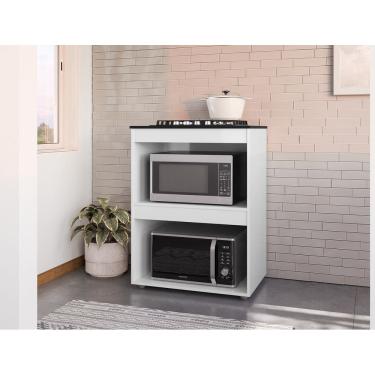Imagem de Gabinete Cooktop Adriana Branco C/Tampo Fogão 4 ou 5 Bocas - AJL Móveis
