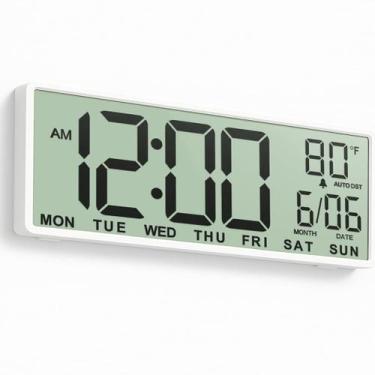 Imagem de Bateria grande de relógio de parede digital LCD Clock JALL de 14,5"
