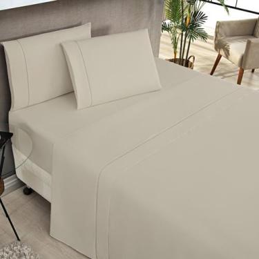 Imagem de Jogo de Cama Lençol Casal Queen 200 Fios 4 Peças Lençol Plano e Elásti