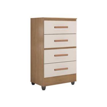 Imagem de Cômoda Lite 4 Gavetas Nature Off White  Móveis Leão - MOVEIS LEAO