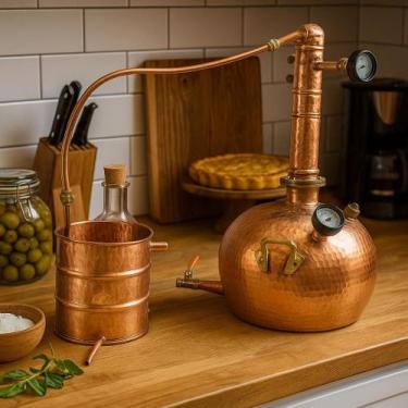 Imagem de Alambique De Cobre 10 L Coluna c/ deflagmador - Decobremetais Alambiqu