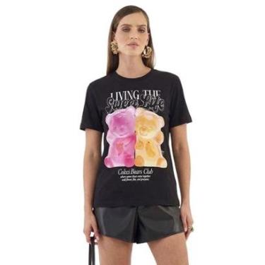 Imagem de Camiseta Colcci Comfort Com Estampa Preta Feminina-Feminino