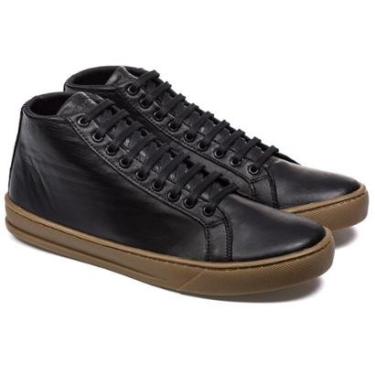Imagem de Tênis Masculino De Couro Legitimo Sapatênis Casual Dia a Dia de Amarração Estilo bota-M...