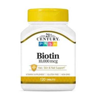 Imagem de Comprimidos de Biotina do século 21, 10.000 mcg, Conde 120 Não Destruído-Unissex