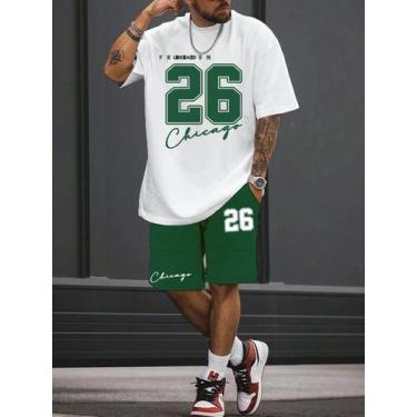 Imagem de Conjunto De Camiseta E Shorts Masculino De Verão Com Estampa De Urso, 