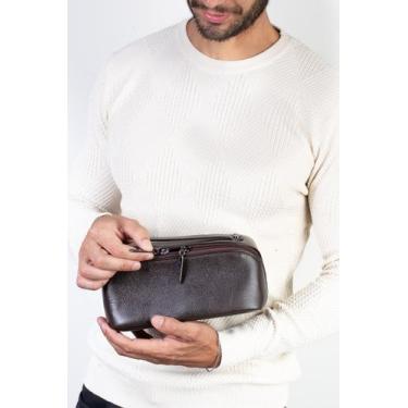 Imagem de Necessaire masculina de couro floater Athos 11x25x12,5cm - Vira Vento,