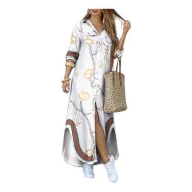 Imagem de H1803-Vestido Chemise Camisão Chique Solto Estampado Oncinha Plus Size