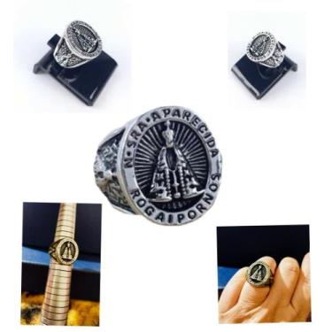 Imagem de Anel Em Aço Inox Nossa Senhora Aparecida Medalha Religiosa - Magazine 