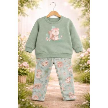 Imagem de Conjunto menina moletom kely kety bichos da natureza verde, Verde, M