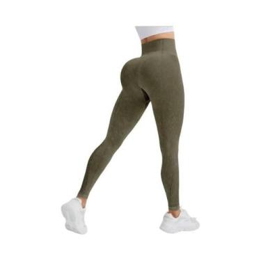 Imagem de Leggings De Yoga Femininas De Cintura Alta Sem Costura Em Nylon, Calça