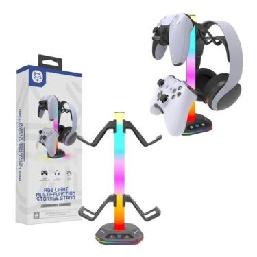 Imagem de Suporte LED RGB Gamer Para Headset Controle PS5 PS4 PS3 Xbox Series On