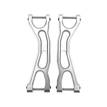 Imagem de RC 1/5 Carro dianteiro traseiro Braços superiores, RC dianteiro traseiro Braços de suspensão superior Liga de alumínio reutilizável refinado 2 unidades para carro 1/5 RC para TRAXXAS(Prata)