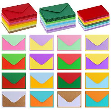 Imagem de Supla 160 conjuntos de mini envelopes coloridos com cartões de visita em branco, 16 cores, pequenos cartões de nota, rápida nota de agradecimento, lancheira, nota, presente, cartões, pequenas anotações, envelopes, em massa, conjunto de mini artigos de papelaria