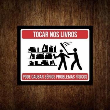 Imagem de Placa Quadro Decorativo - Não Toque Nos Livros - 27X35
