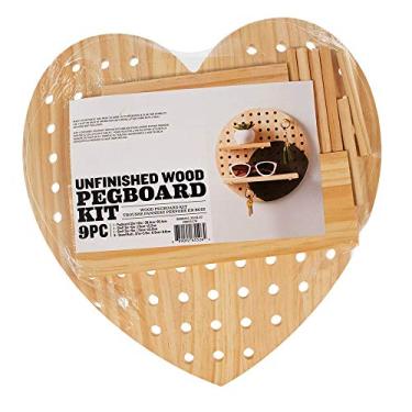 Imagem de Personalize seu próprio sistema pessoal de pegboard - Prateleiras de parede exclusivas - Armazenamento de parede DIY - Madeira inacabada/natural - prateleiras, recipientes, bandejas, cavadores, anéis e kits