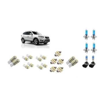 Imagem de Kit 23 Lampadas Brancas Farol + Leds Hyundai Santa Fe 06/18