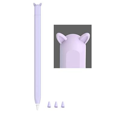 Imagem de Linda capa de silicone para Apple Pencil 2ª geração e acessórios de ponta protetora compatíveis com iPad Pro 11 de 12,9 polegadas, roxo