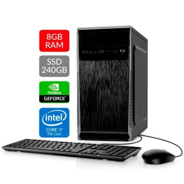 Imagem de Computador Bits WorkHard - Intel i7 9700F, 8GB, SSD 240GB, GeForce, Kit Teclado e Mouse, FreeDos