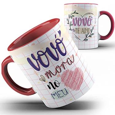 Imagem de Caneca vermelha xícara Vovó avó mora meu coração