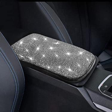Imagem de FUNOJOY Capa de apoio de braço de carro para mulheres diamante branco strass bling acessórios de carro decoração de carro presente de dia das mães para mulheres