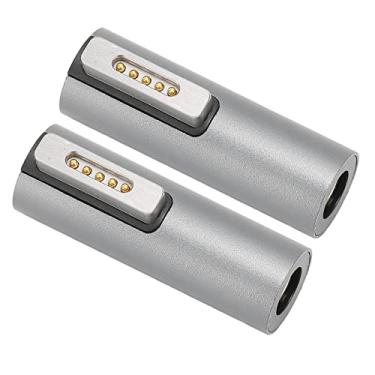 Imagem de Adaptador magnético de ponta em T, interface magnética tipo T 2 PCS liga de alumínio Shell DC fêmea para 2 com indicador para laptop