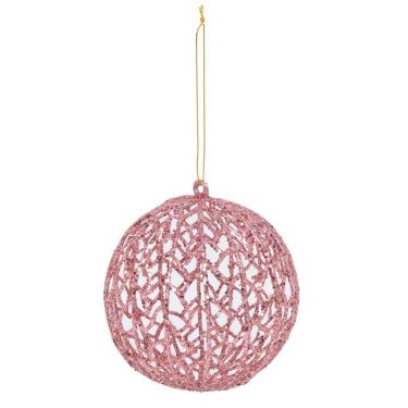 Imagem de Enfeite Bola Vazada Glitter Rose Gold 12cm 1022367