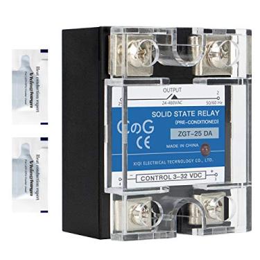 Imagem de Relé de estado sólido CG SSR-25DA DC para entrada CA 3-32VDC para saída 24-480VAC 25A capa de plástico monofásico