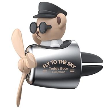Imagem de AB1 Aromatizador de Carro Urso Piloto Ventilação de Carro Difusor de Aroma Reutilizável Tomada de Ar de Carro Clipe Perfumado com 3 Lâminas Ventilador Tomada de Ar Aromaterapia Ornamento de Fragrância para Decoração de Interior de Carro AB1 (Urso)