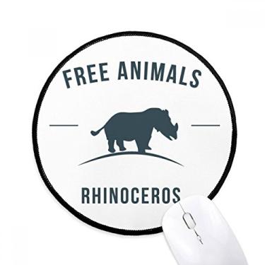 Imagem de Tapete de rato de desenho animado rinoceronte animal contorno azul desktop escritório tapete redondo para computador