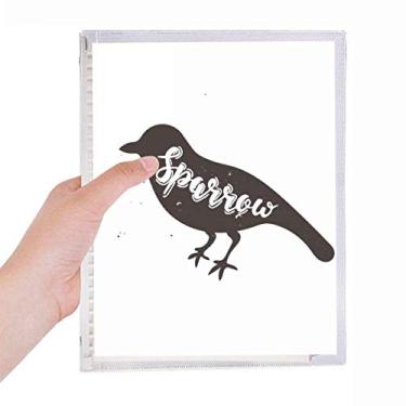 Imagem de Sparrow Caderno de animal preto e branco diário de folhas soltas recarregáveis