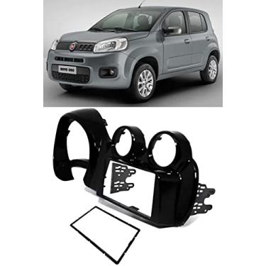 Imagem de Moldura De Painel 2 Din Fiat Novo Uno 2012 2013 2014 Novo Uno Vivace 2015 2016 Nova Fiorino 2015 2016 2017 2018 2019 2020 Para Cd Dvd 2 Dins - Padrão Original - Black Piano