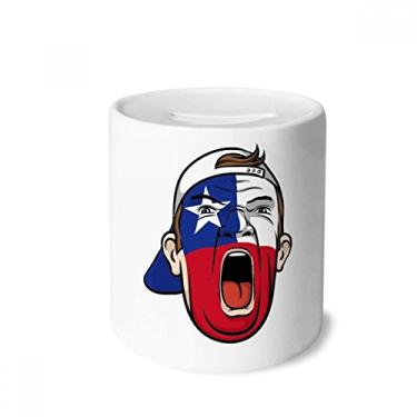 Imagem de DIYthinker Bandeira do Chile com cabeça de maquiagem facial gritando caixa de dinheiro caixa de cerâmica para presente de cofrinho