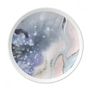 Imagem de Prato abstrato para sombreamento de tinta em aquarela decorativo de porcelana Salver louças de jantar
