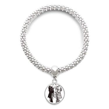 Imagem de DIYthinker Pulseira Japonesa Esboço Estilo Japonês Prata Pingente Joias Corrente Ajustável Pulseira