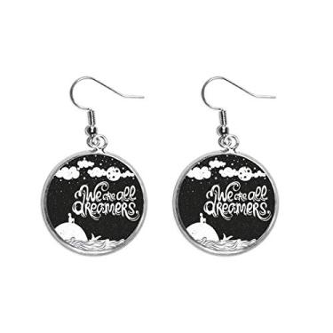 Imagem de Brinco feminino com citação de prata e preto We Are Dreamers