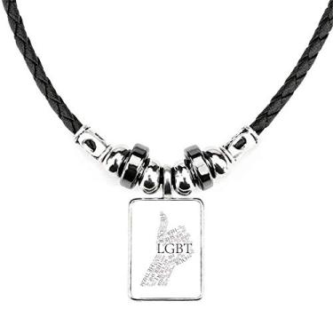 Imagem de DIYthinker LGBT Pingente de corda de couro com bandeira de arco-íris